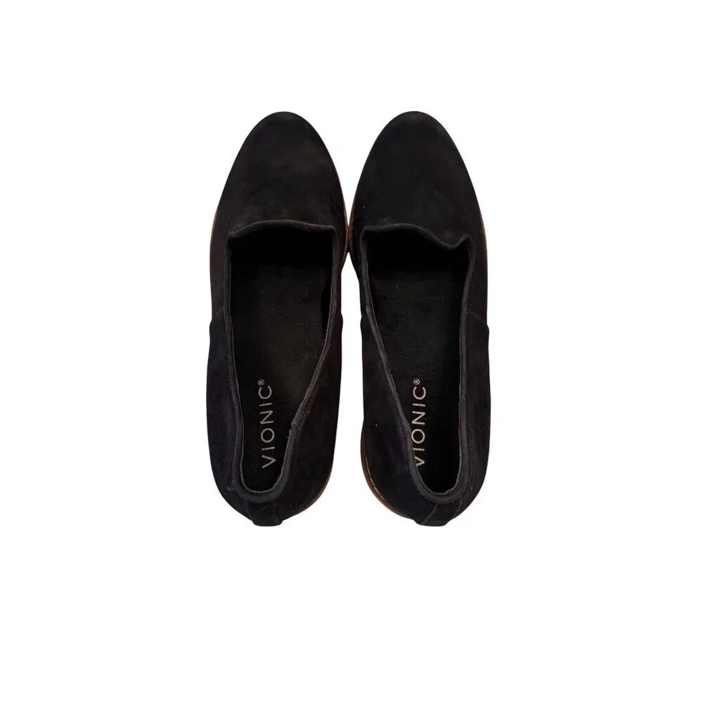 Vionic Willawedge Black Suede Size 9 NWOB Orthotic Arch Support
